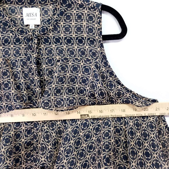 MISA Los Angeles Mini Dress Size Large Chiffon Ruffle Tiered Button Front - Picture 8 of 13